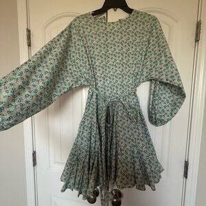 Storia dress floral size small cotton Rhode vibe belted dress blue summer